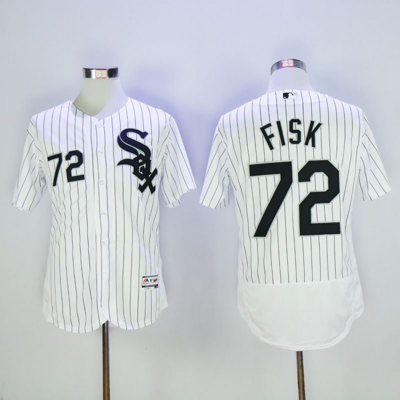 Men Chicago White Sox #72 Fisk White Throwback Elite MLB Jerseys->chicago white sox->MLB Jersey